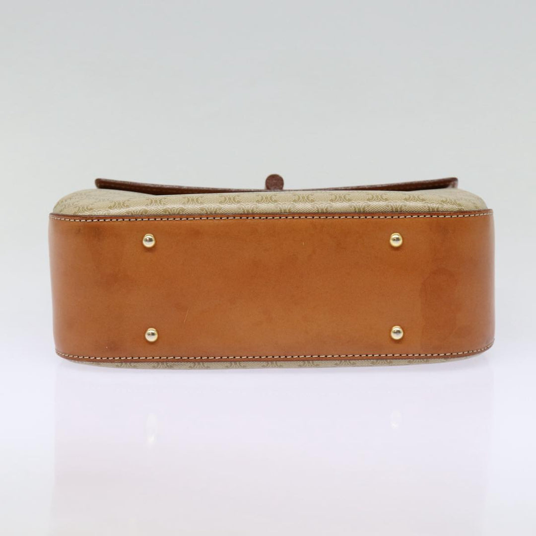 Celine Macadam Canvas Hand Bag Beige Gold Auth 88751