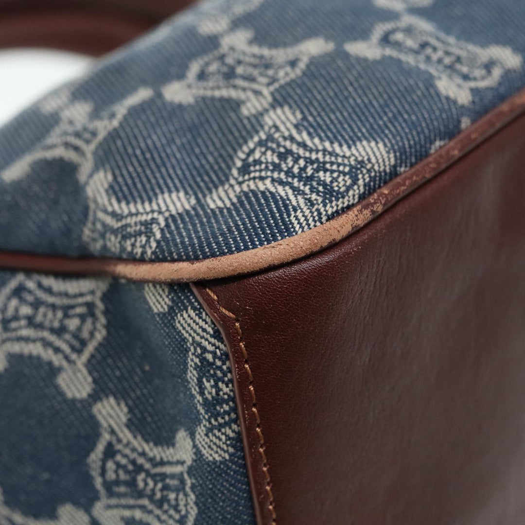 Celine Paris Macadam Canvas boogie Hand Bag Blue Gold Auth 88761