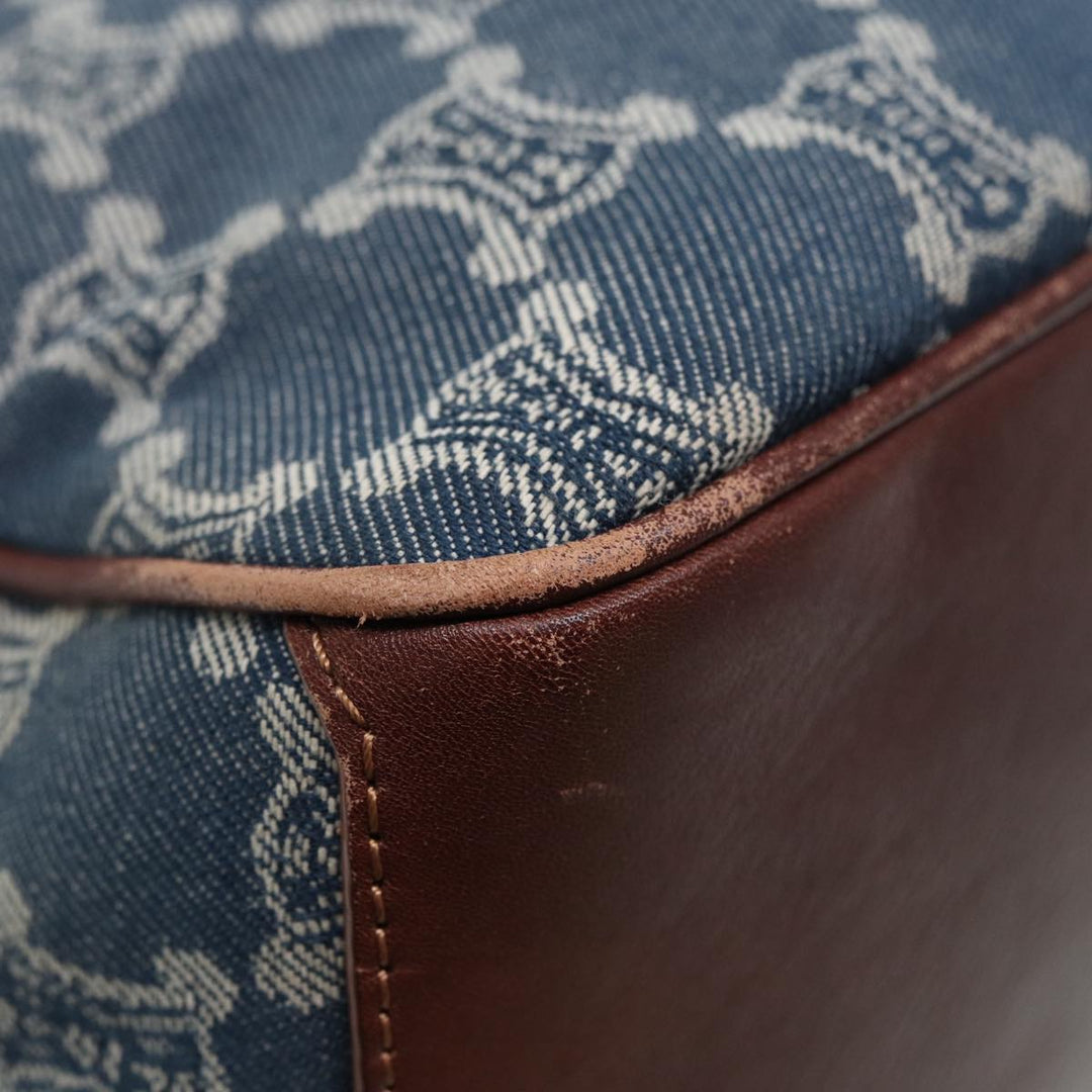 Celine Paris Macadam Canvas boogie Hand Bag Blue Gold Auth 88761