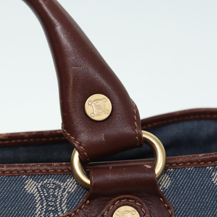 Celine Paris Macadam Canvas boogie Hand Bag Blue Gold Auth 88761