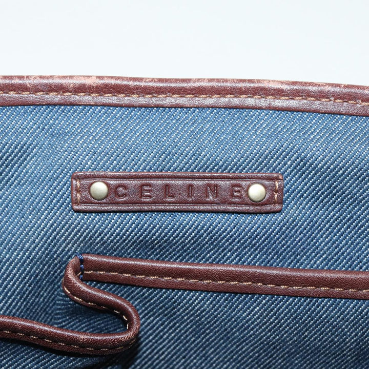 Celine Paris Macadam Canvas boogie Hand Bag Blue Gold Auth 88761