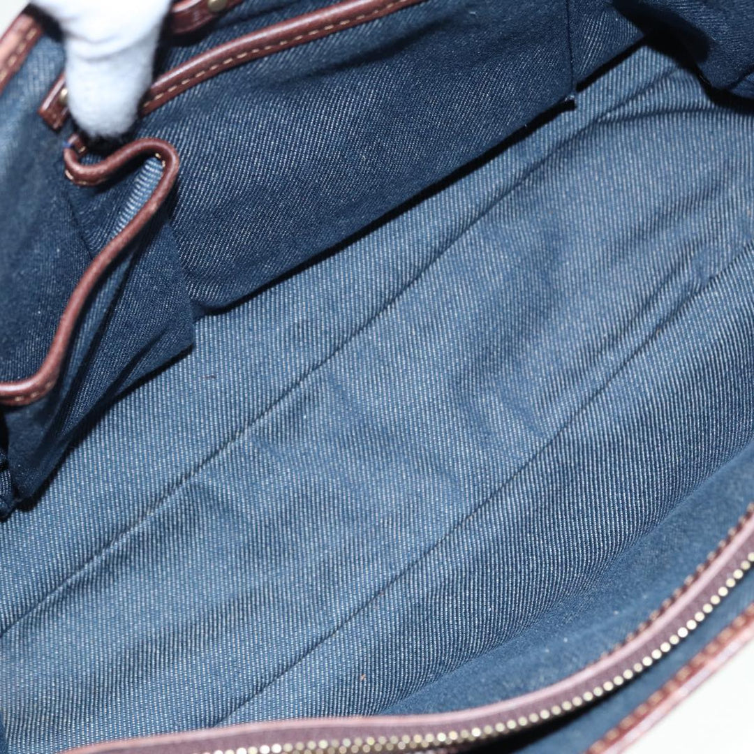 Celine Paris Macadam Canvas boogie Hand Bag Blue Gold Auth 88761