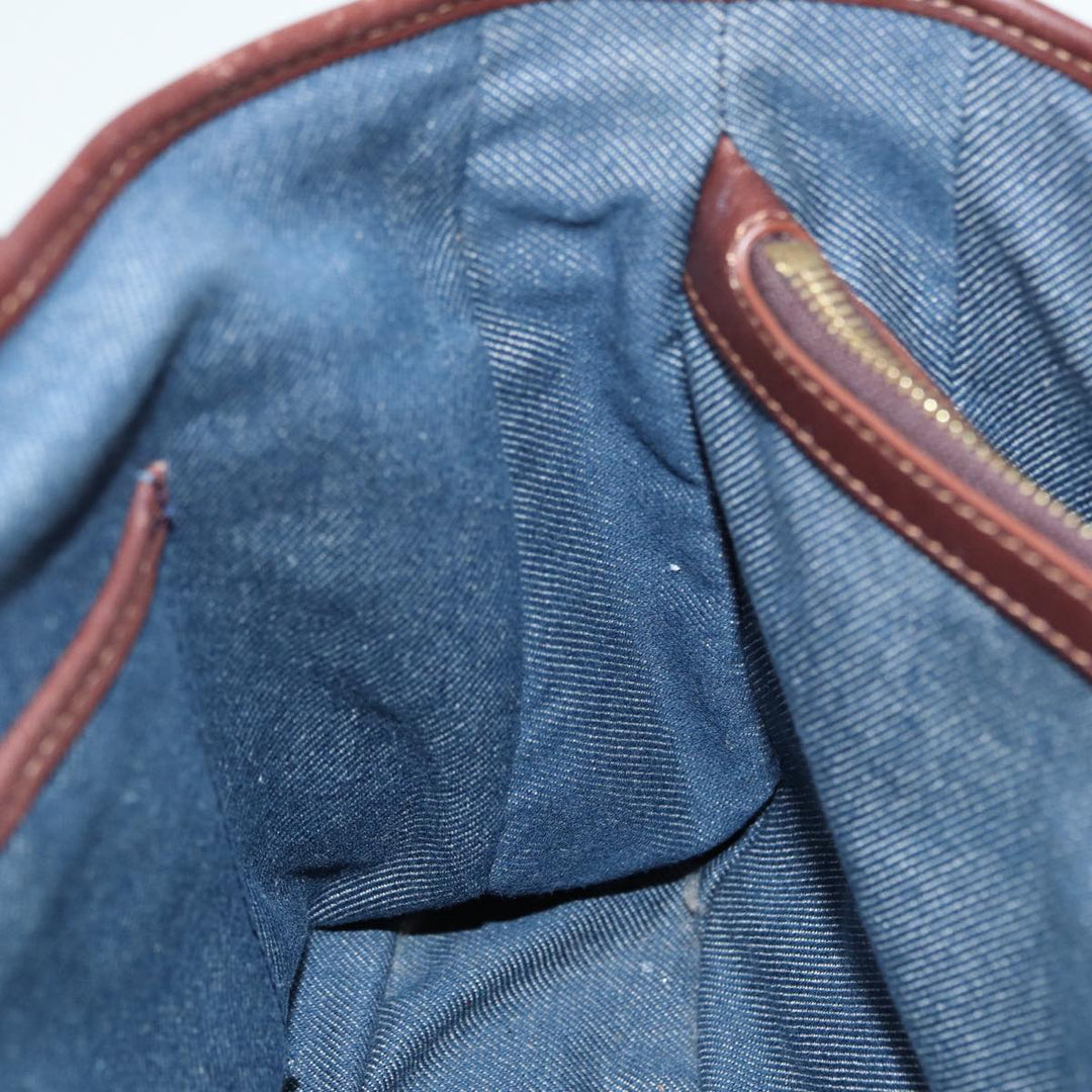 Celine Paris Macadam Canvas boogie Hand Bag Blue Gold Auth 88761