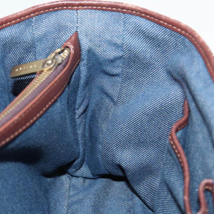 Celine Paris Macadam Canvas boogie Hand Bag Blue Gold Auth 88761