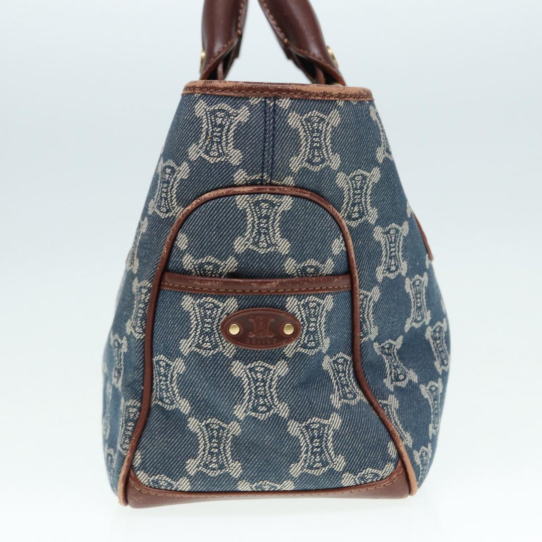Celine Paris Macadam Canvas boogie Hand Bag Blue Gold Auth 88761