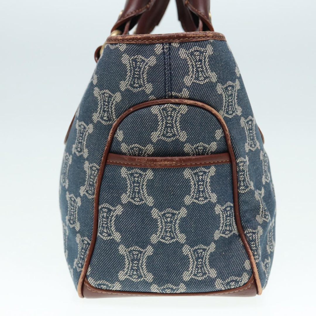 Celine Paris Macadam Canvas boogie Hand Bag Blue Gold Auth 88761