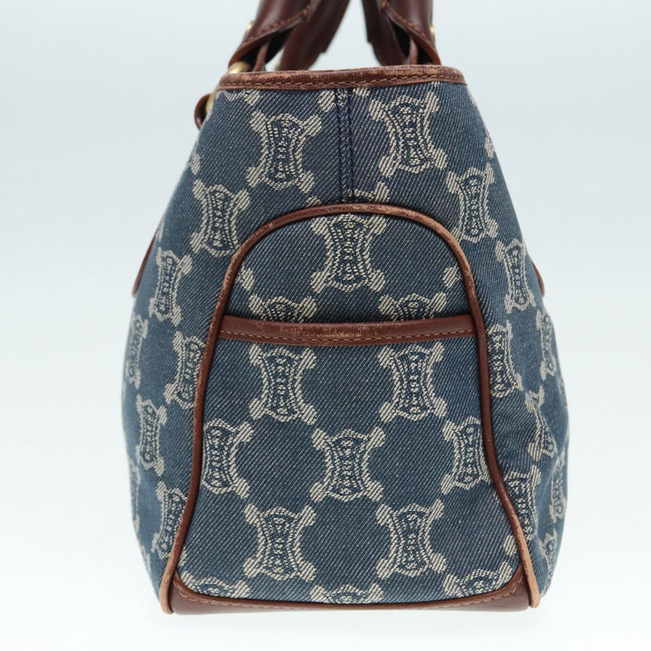 Celine Paris Macadam Canvas boogie Hand Bag Blue Gold Auth 88761