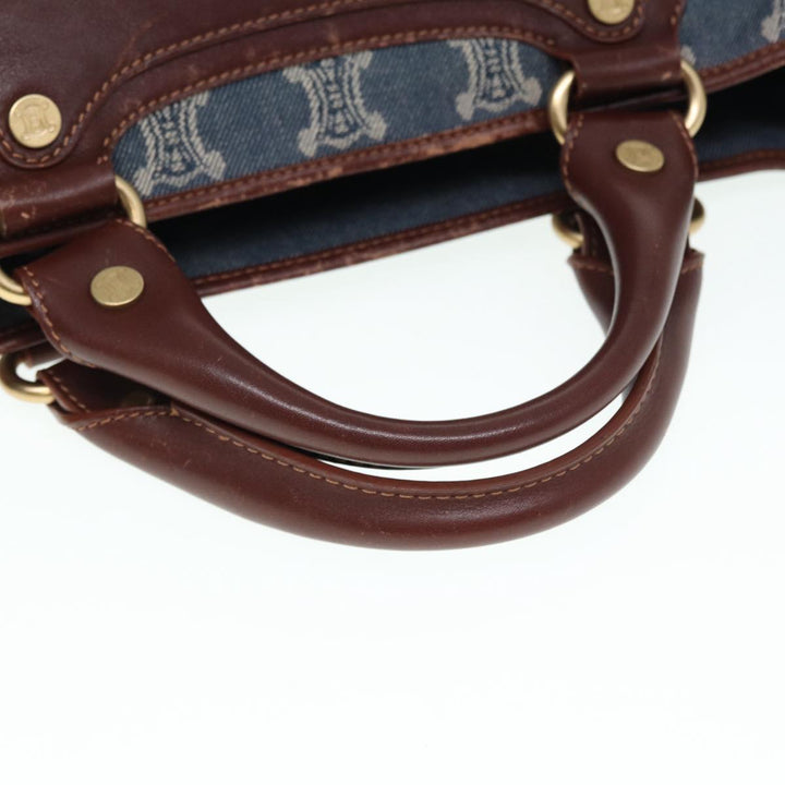 Celine Paris Macadam Canvas boogie Hand Bag Blue Gold Auth 88761