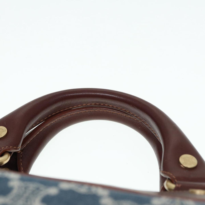 Celine Paris Macadam Canvas boogie Hand Bag Blue Gold Auth 88761