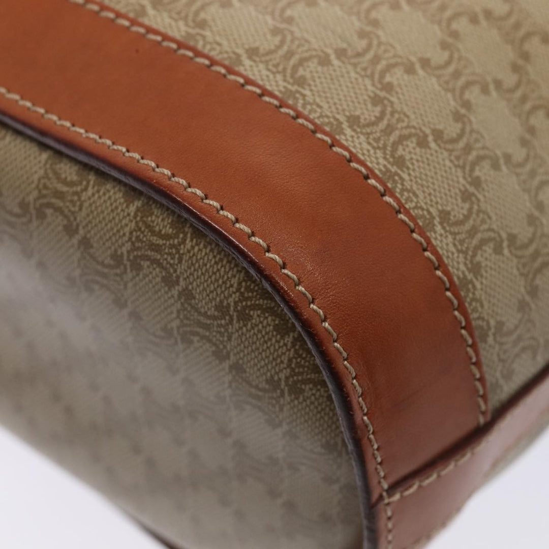 Celine Macadam Canvas Tote Bag Beige Gold Auth 88763