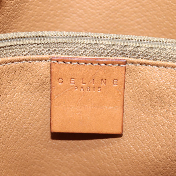 Celine Macadam Canvas Tote Bag Beige Gold Auth 88763