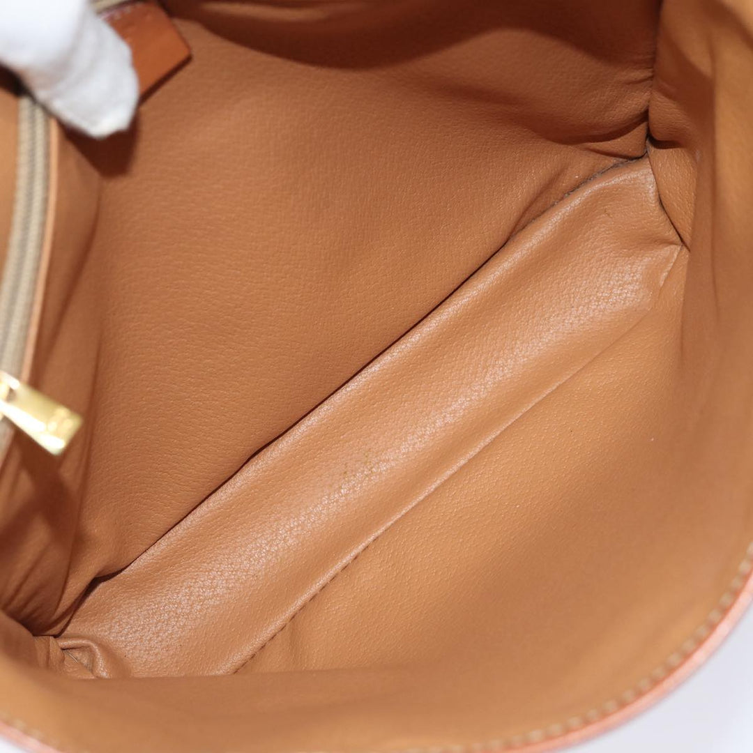 Celine Macadam Canvas Tote Bag Beige Gold Auth 88763