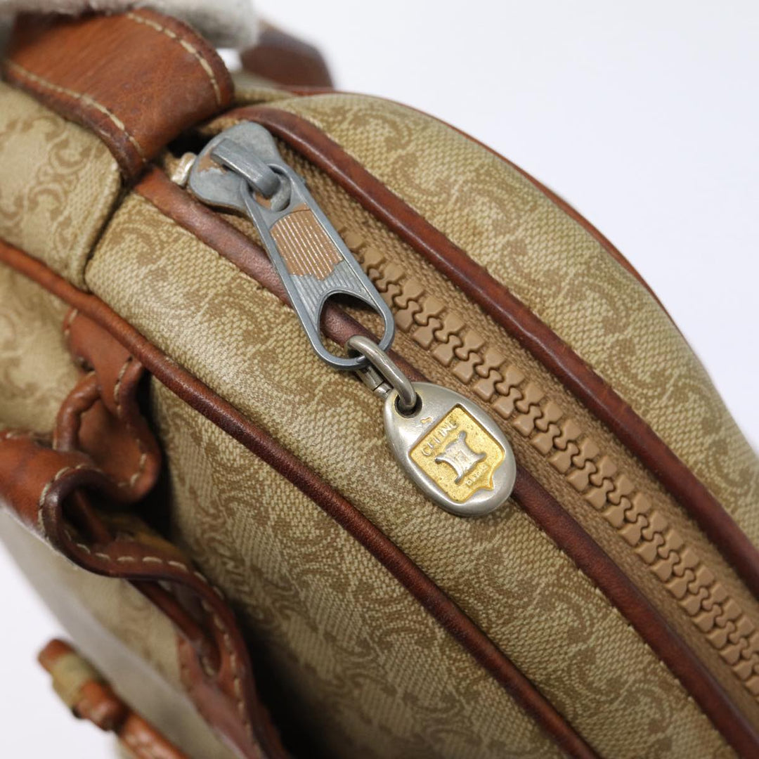 Celine Macadam Canvas Shoulder Bag Beige Auth 88764
