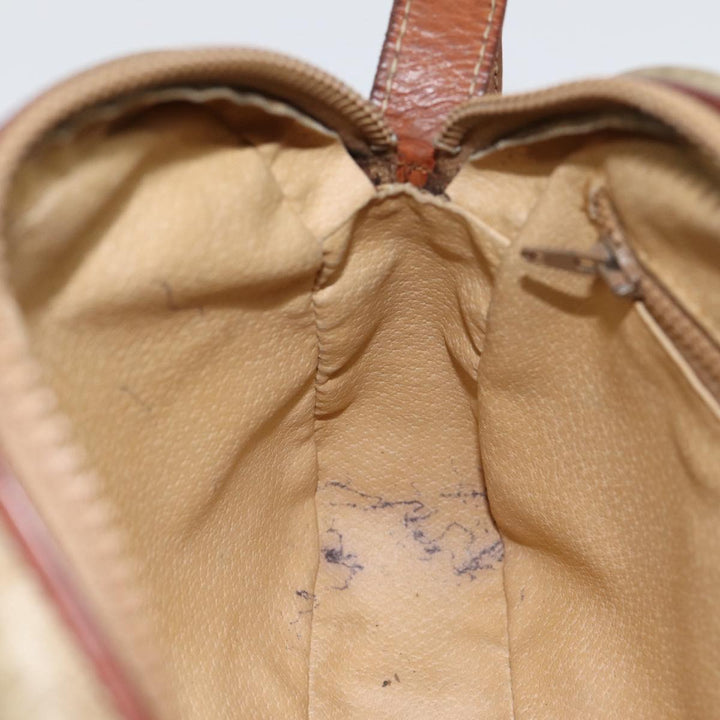 Celine Macadam Canvas Shoulder Bag Beige Auth 88764