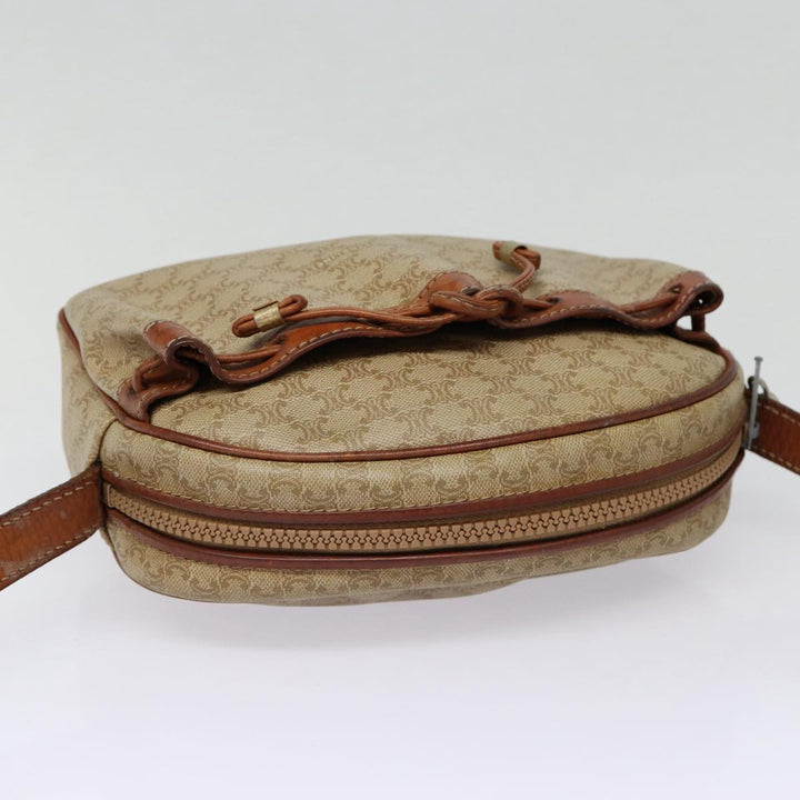 Celine Macadam Canvas Shoulder Bag Beige Auth 88764