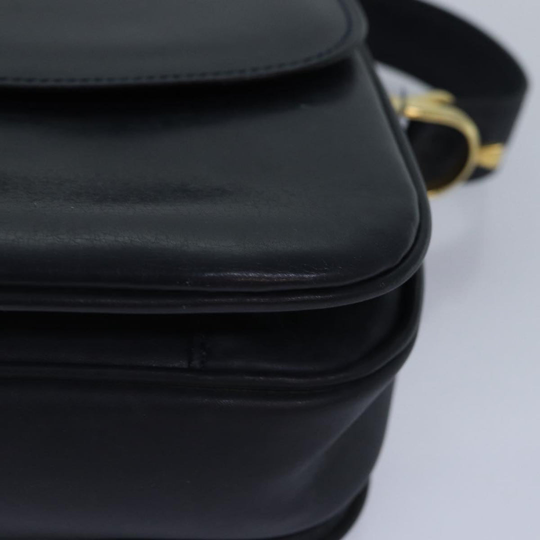 Celine Shoulder Bag Leather Navy Gold Auth 88765