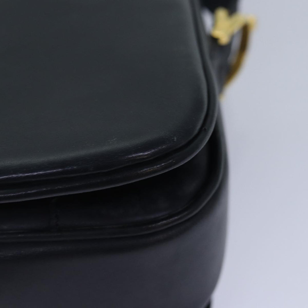 Celine Shoulder Bag Leather Navy Gold Auth 88765