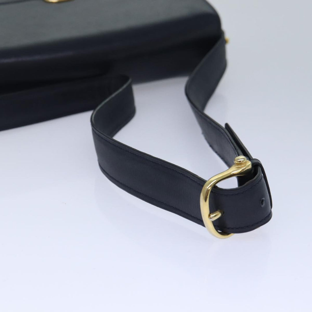 Celine Shoulder Bag Leather Navy Gold Auth 88765