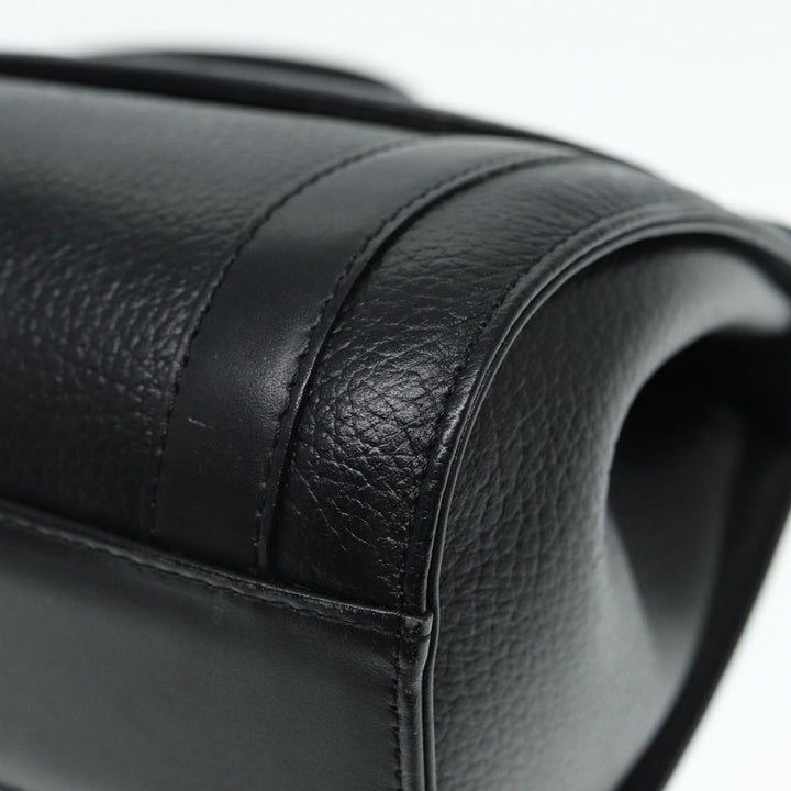 BurberrySs Hand Bag Leather Black Silver Auth 88770