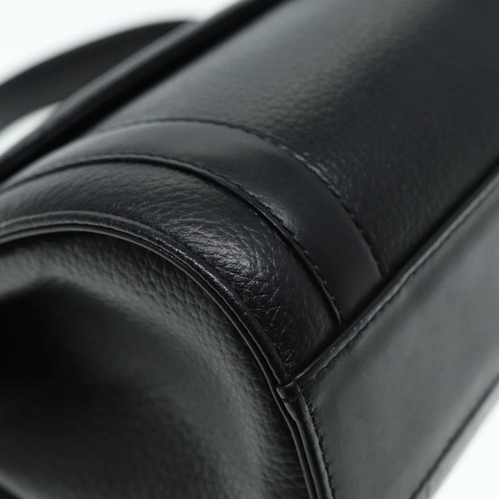 BurberrySs Hand Bag Leather Black Silver Auth 88770