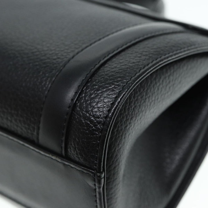 BurberrySs Hand Bag Leather Black Silver Auth 88770