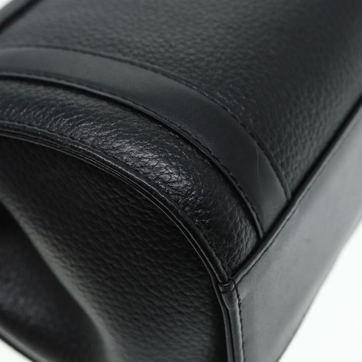 BurberrySs Hand Bag Leather Black Silver Auth 88770
