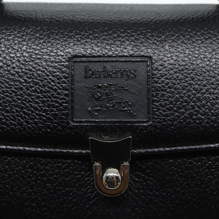 BurberrySs Hand Bag Leather Black Silver Auth 88770