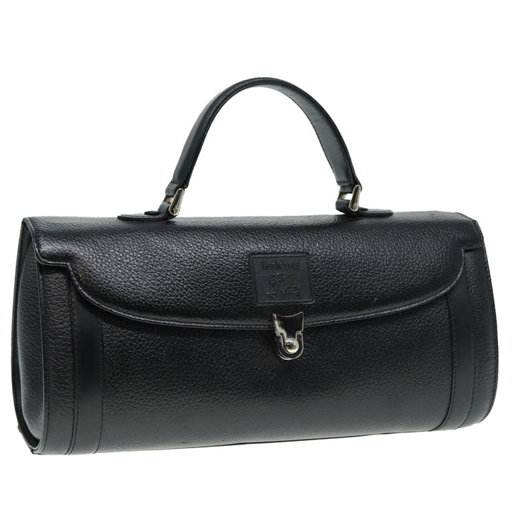 BurberrySs Hand Bag Leather Black Silver Auth 88770