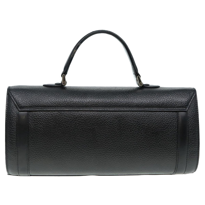BurberrySs Hand Bag Leather Black Silver Auth 88770