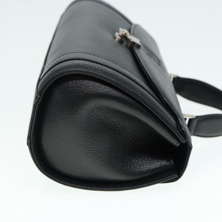 BurberrySs Hand Bag Leather Black Silver Auth 88770