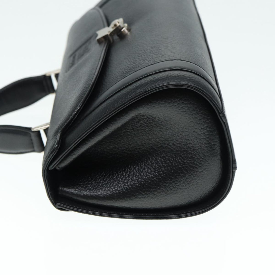 BurberrySs Hand Bag Leather Black Silver Auth 88770
