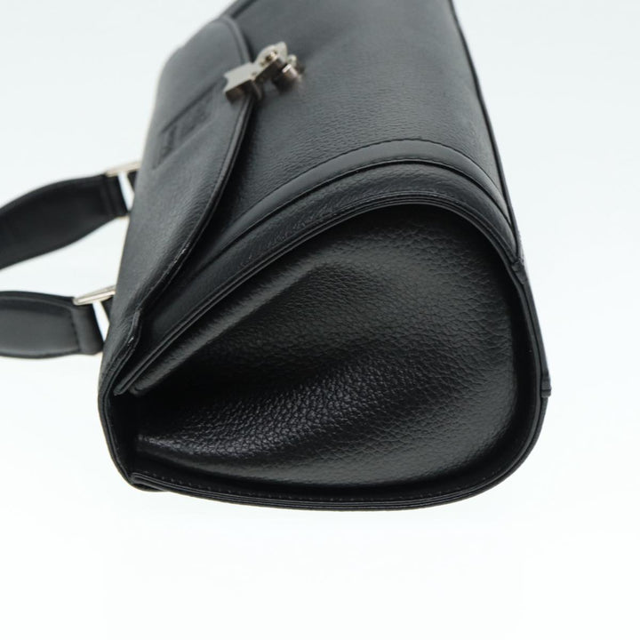 BurberrySs Hand Bag Leather Black Silver Auth 88770