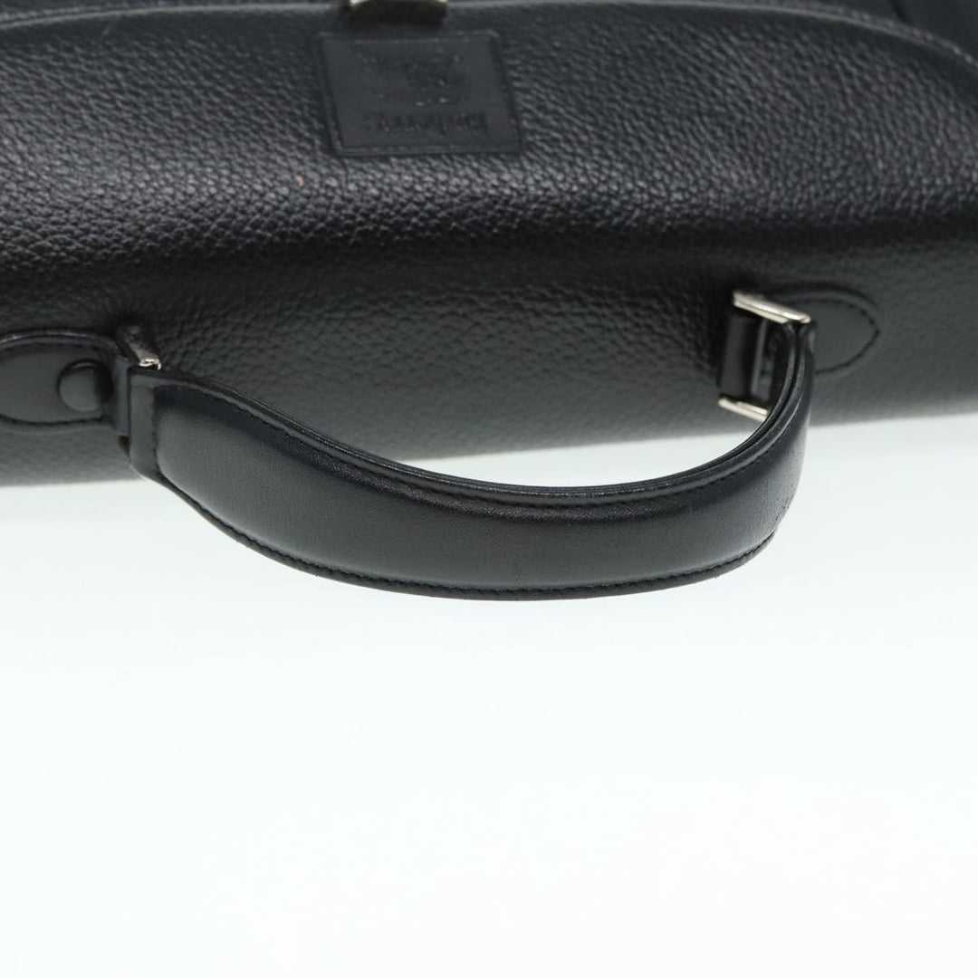 BurberrySs Hand Bag Leather Black Silver Auth 88770