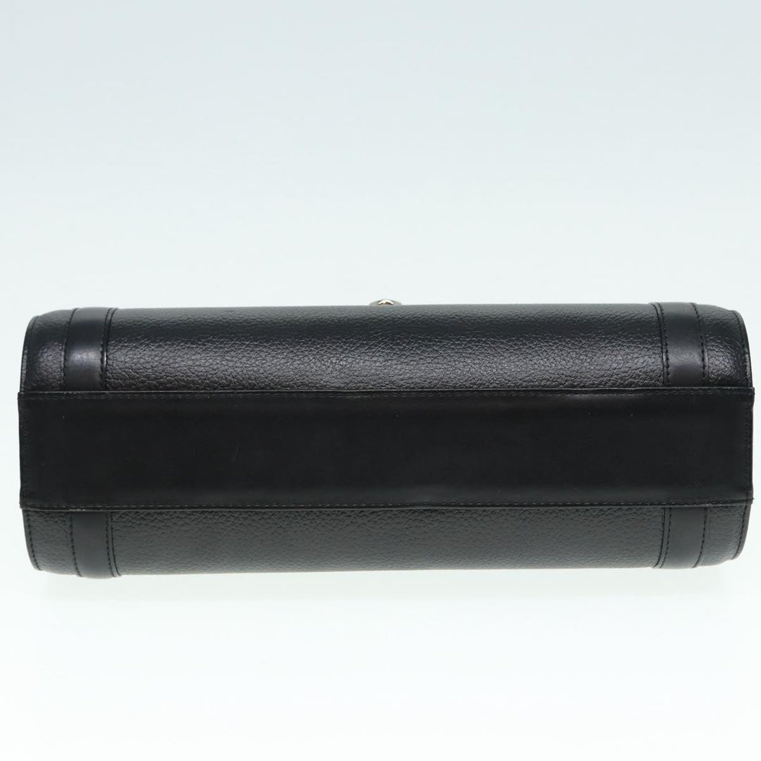 BurberrySs Hand Bag Leather Black Silver Auth 88770