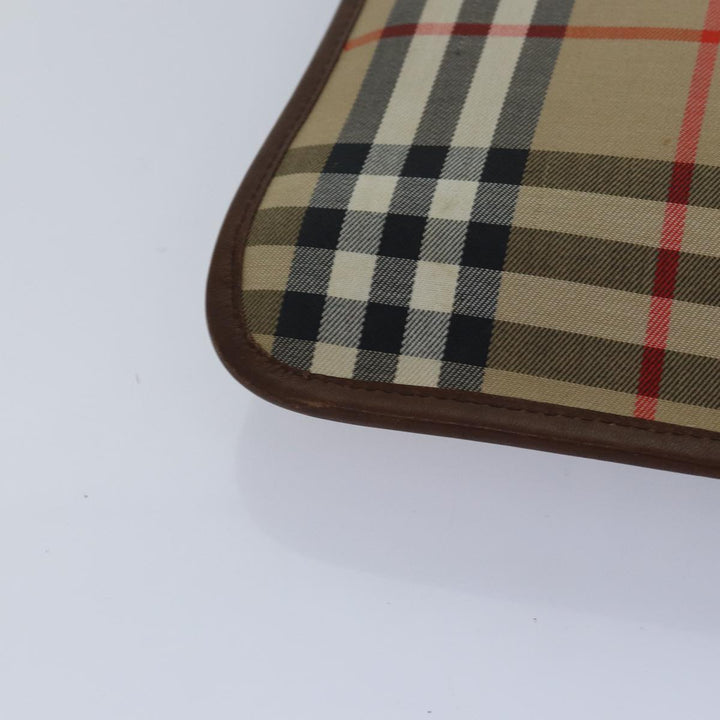 BurberrySs Nova Check Document Case Clutch Bag Canvas Beige Brown Auth 88787