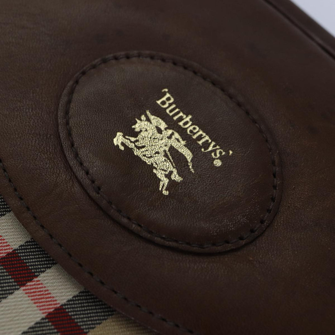 BurberrySs Nova Check Document Case Clutch Bag Canvas Beige Brown Auth 88787