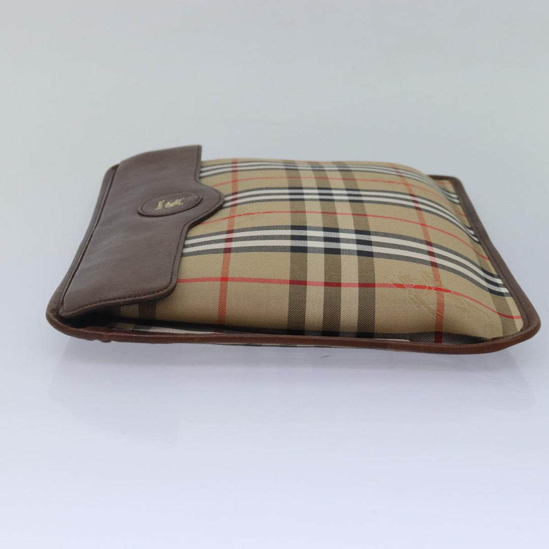 BurberrySs Nova Check Document Case Clutch Bag Canvas Beige Brown Auth 88787
