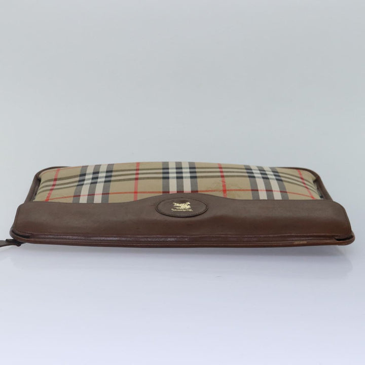 BurberrySs Nova Check Document Case Clutch Bag Canvas Beige Brown Auth 88787