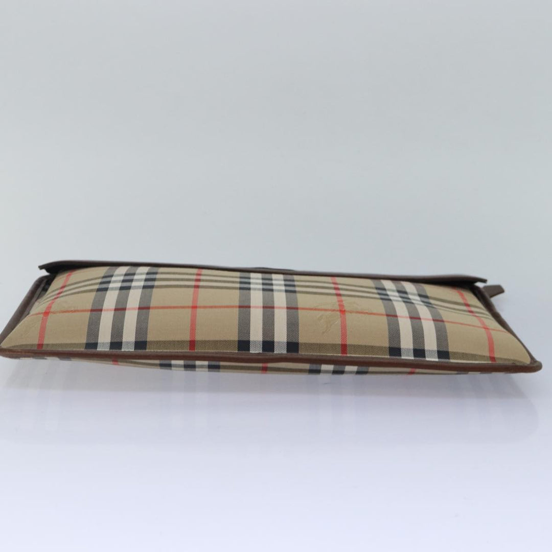 BurberrySs Nova Check Document Case Clutch Bag Canvas Beige Brown Auth 88787