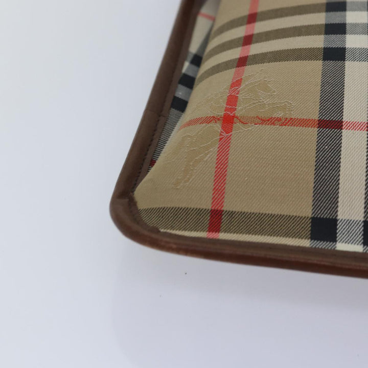 BurberrySs Nova Check Document Case Clutch Bag Canvas Beige Brown Auth 88787