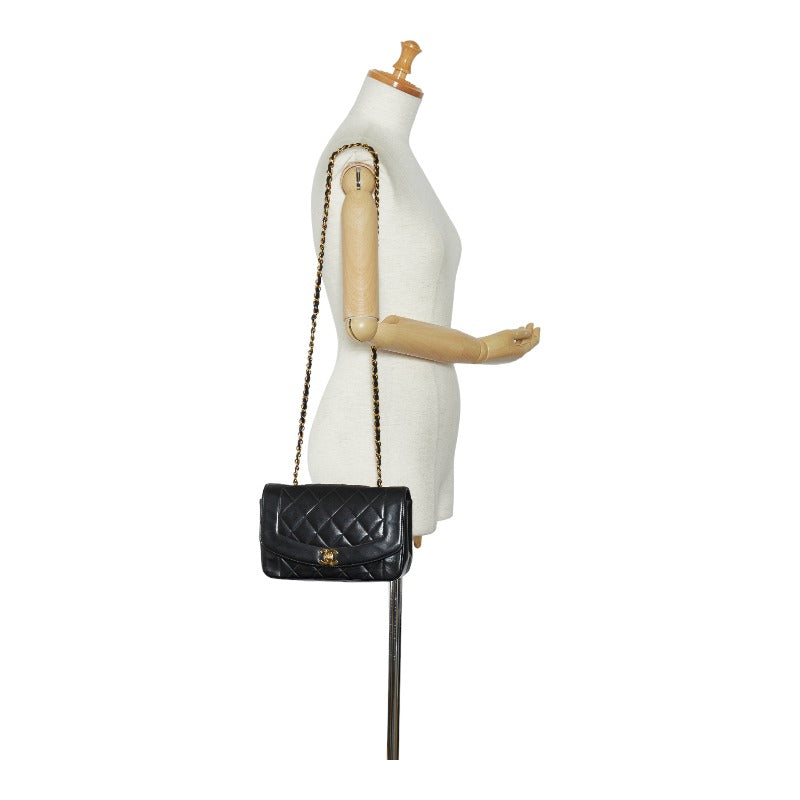 Top Quality Chanel Matrases Diana Chain Chain houlder Bag Black Gold   Chanel