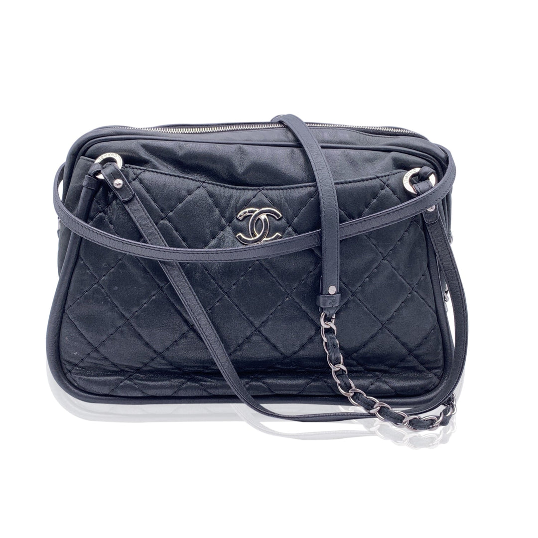 Chanel Black Quilted Leather Relax Cc Tote Camera Shoulder Bag
