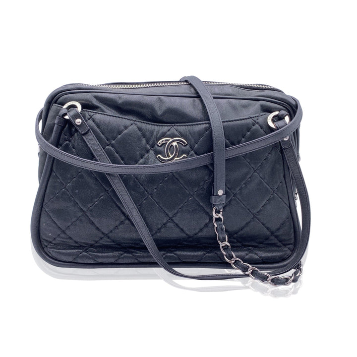 Chanel Black Quilted Leather Relax Cc Tote Camera Shoulder Bag