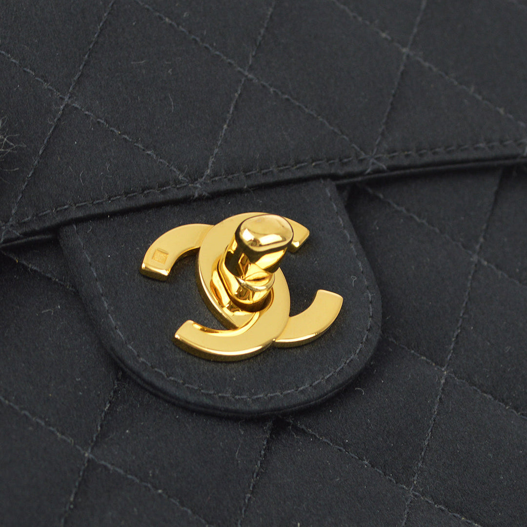 Top Quality Chanel Black Satin Mini Classic Square Flap Bag 17