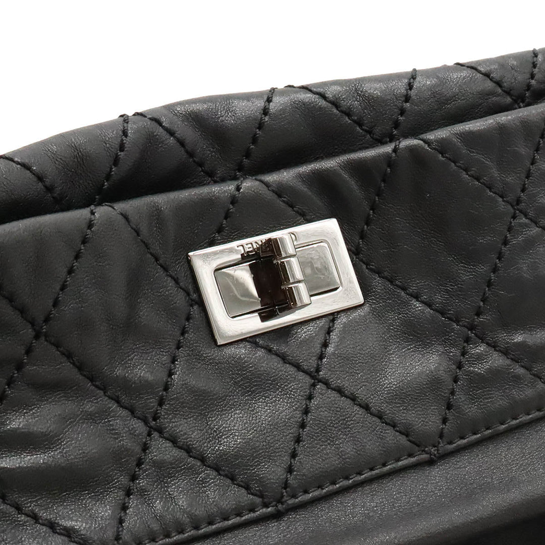 Top Quality Chanel Top Quality Chanel 2.55 Mattress  Bag Handbag Turn-Lock Leather Black Black Silver Gold