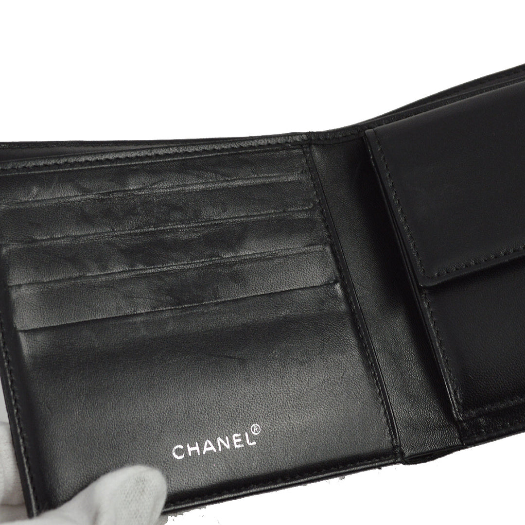 Top Quality Chanel 2000-2001 Black New Travel Line Bifold Wallet