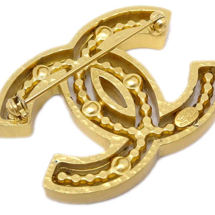 Top Quality Chanel CC Brooch Pin Rhinestone Gold 02A
