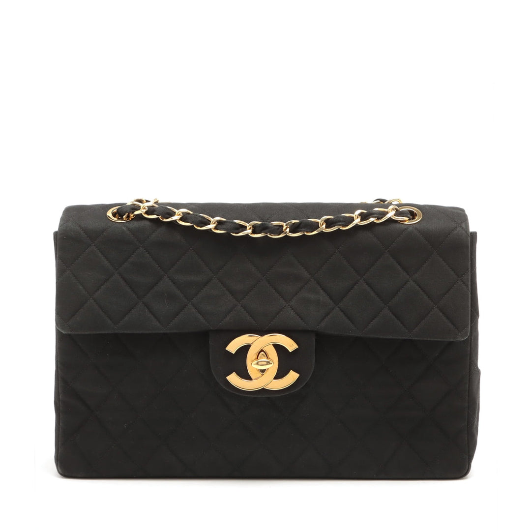 Top Quality Chanel Decamatrasse Cotton Single Flap Double Chain Bag Black Gold  2nd