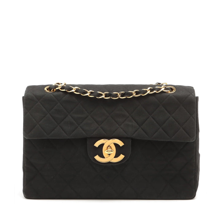 Top Quality Chanel Decamatrasse Cotton Single Flap Double Chain Bag Black Gold  2nd