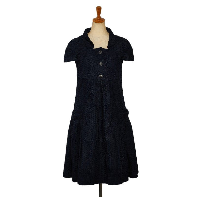 Top Quality Chanel Coco Button Fresh One Earrings French Sleep Half-Sleep Size 34 P40451V23055 Navy Yolan Cotton  CHANEL